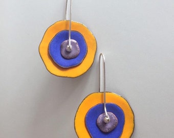 Enameled Bullseye Earrings
