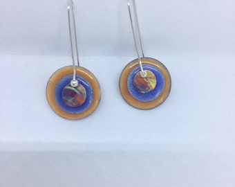 Enameled Bullseye earrings orange and blue