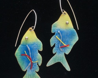 Enameled Fish Earrings