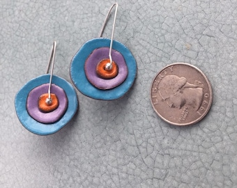 Enameled Bullseye Earrings