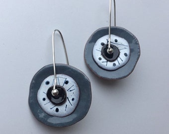 Enameled Bullseye Earrings