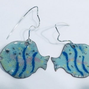 Fish earrings enameled image 1