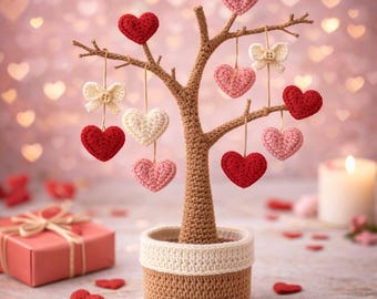 Valentine Heart Tree Crochet Pattern | Amigurumi Love Decor (PDF Download)