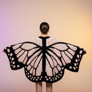 Monarch Butterfly Cardigan Crochet Pattern PDF, Granny Square Butterfly Wings Sweater, Oversized Crochet Wearable Art