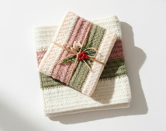 Dishcloth Winterberry Striped Crochet Pattern – Easy Beginner PDF (Digital Download)