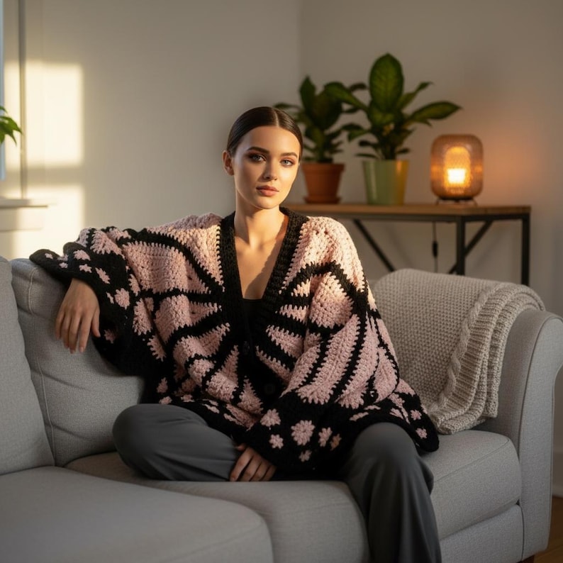Monarch Butterfly Cardigan Crochet Pattern PDF, Granny Square Butterfly Wings Sweater, Oversized Crochet Wearable Art