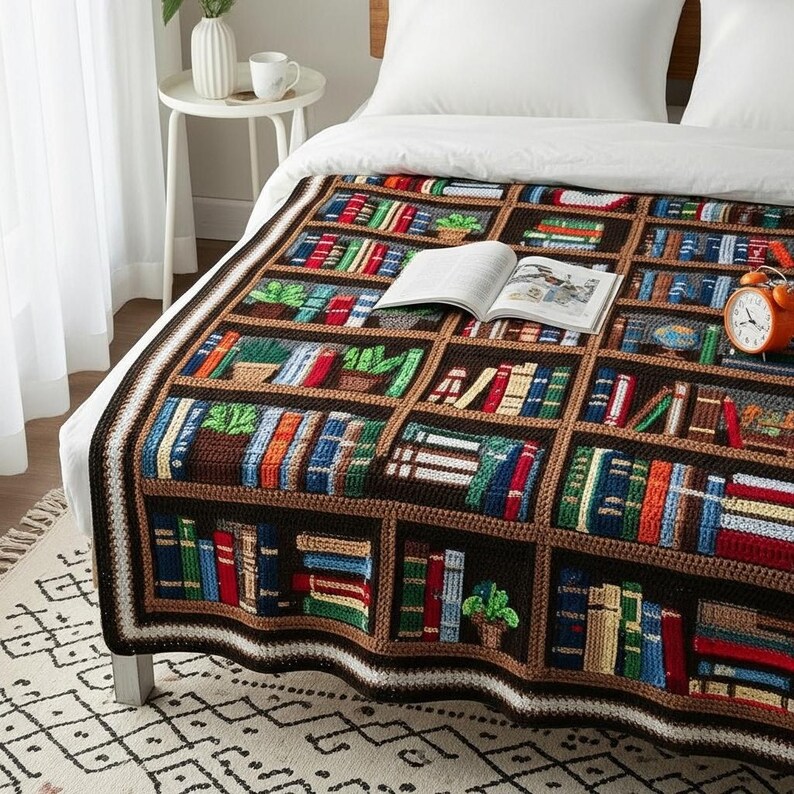 Mosaic Bookshelf Crochet Blanket Pattern