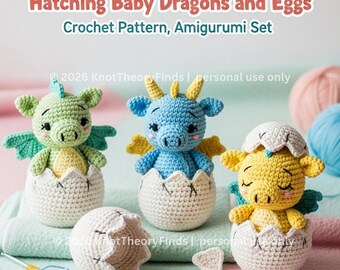 Hatching Baby Dragon Amigurumi Crochet Pattern (PDF)