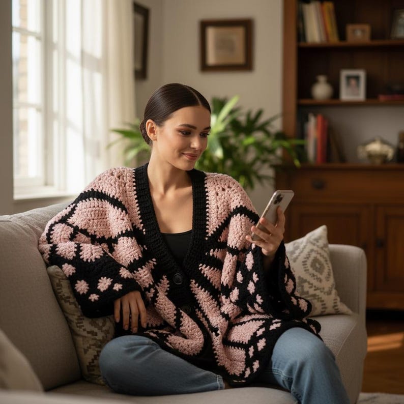 Monarch Butterfly Cardigan Crochet Pattern PDF, Granny Square Butterfly Wings Sweater, Oversized Crochet Wearable Art