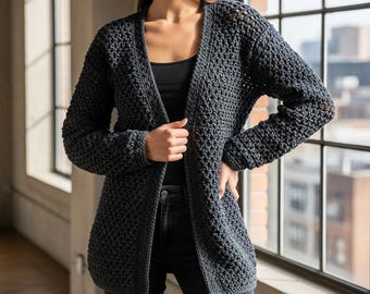 Modern Women’s Crochet Cardigan Pattern | Textured Open Front