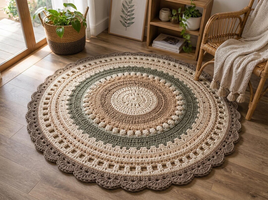 Rug Patterns.pdf Crochet Mandala Rug Pattern PDF | Boho Round Floor Rug Crochet Pattern ...