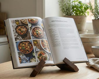 Wooden Cookbook Stand – Freestanding X-Shaped Book Holder for Kitchen & Minimalist Tablet Display