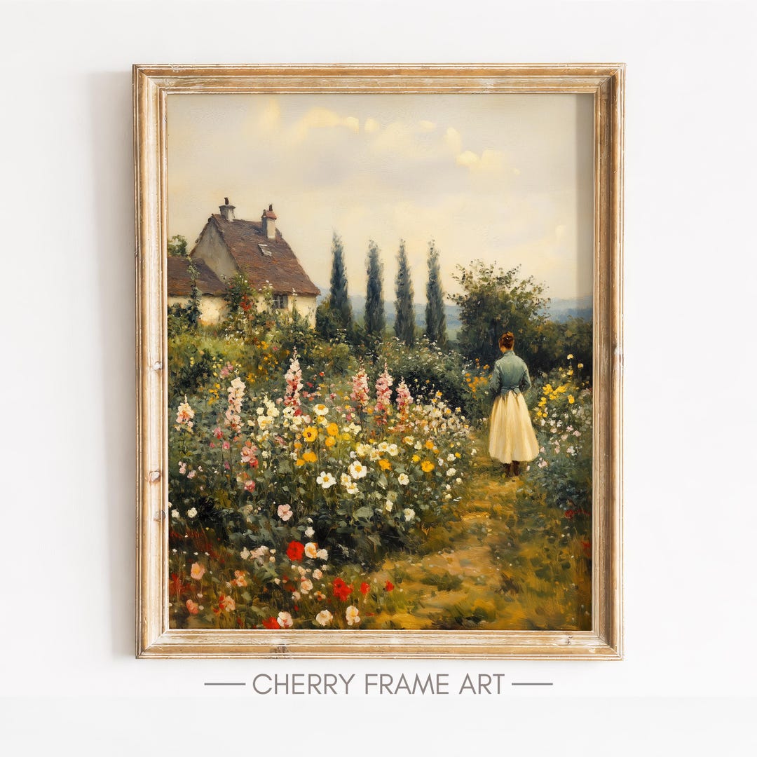Printable Cottage Garden Artwork, Spring Vintage Wall Art, Floral ...