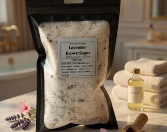 Lavender Brown Sugar Bath Salt Bath Soak | Relaxing Epsom Soak | Moisturizing Floral Bath | Self Care Gift