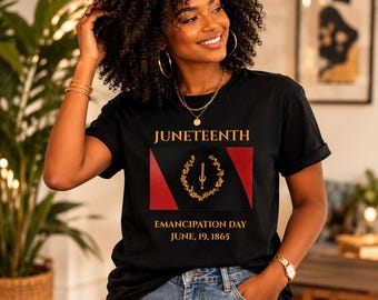 ジューンティーンス解放記念日Tシャツ｜黒人アメリカ人遺産旗｜FBA黒人経営｜ユニセックスSoulaan Tシャツ｜男性・女性・家族・グループ用シャツ 1865