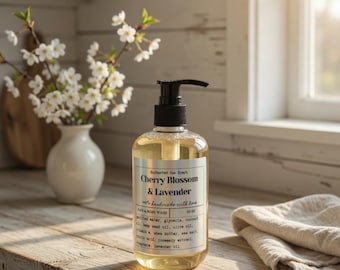 Cherry Blossom & Lavender Body Wash | Hydrating Liquid Soap | Floral Shower Gel | Natural Moisturizing Cleanser | Handmade Soap