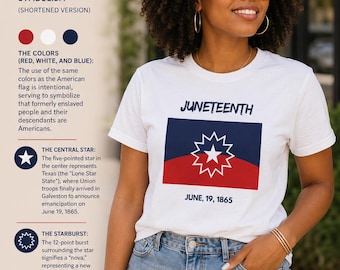 ユニセックス ジューンティーンス フラッグ Tシャツ | 1865 年ジューンティーンス Tシャツ、黒人アメリカ人の自由の祝典、奴隷解放記念日、黒人経営 | 家族グループ用シャツ