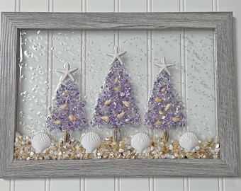 Coastal Christmas Tree and Sea Glass Art