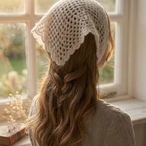 White Lace Crochet Bandana - Etsy