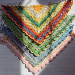 Crochet Hair Bandana, Boho Summer Head Scarf, Festival Hair Accessories, Gradient Yarn, Wool Blend