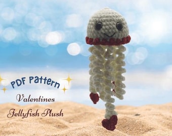 Valentines Jellyfish Crochet Plush Pattern, Kawaii Amigurumi Soft Toy DIY (PDF Download