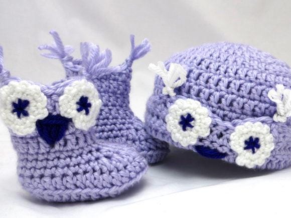 Owl Baby Booties Beanie Pattern PDF, Crochet Booties Set, Infant Gift Guide Digital Download
