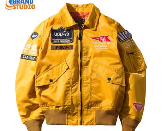 Men's Vintage Style Bomber Jacket – Loose Fit Streetwear Windbreaker for Spring Fall