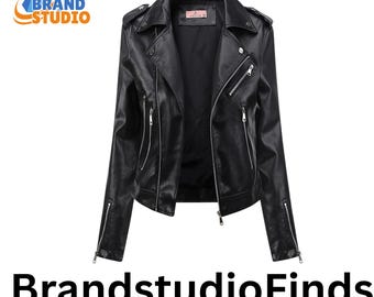 Women's Faux Leather Biker Jacket – Slim Fit Convertible PU Coat Streetwear
