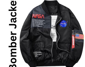 Men's NASA Astronaut Bomber Vintage Style  Jacket – Air Force Pilot Streetwear Coat