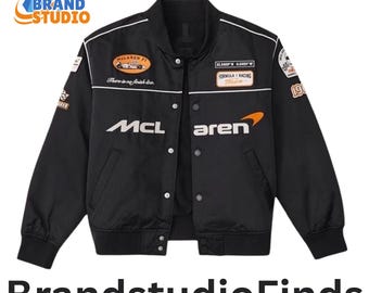 Embroidered McLaren F1 Racing Jacket, Motorsport Streetwear, Formula 1 Cotton Jacket