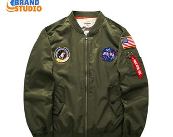 Men’s NASA Bomber Jacket – Hip Hop Baseball Flight Vintage Style  Jacket for Men