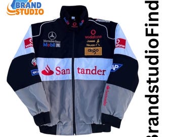 Embroidered Cotton Padded F1 Racing Jacket, Retro Motorcycle Suit, Sublimation Print