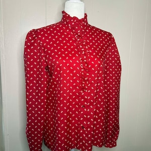 vintage red long sleeve blouse