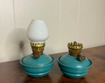 Lámparas de aceite vintage color turquesa - par