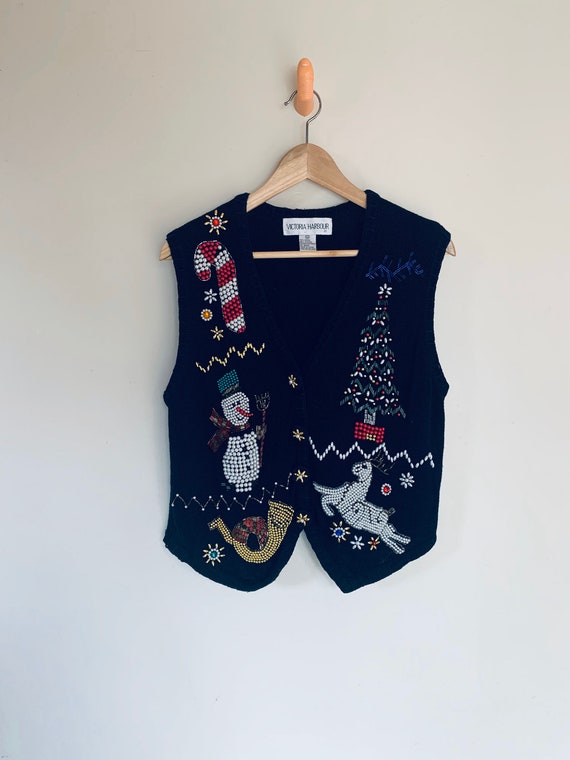 Vintage Victoria Harbour Ugly Sweater Vest - Mediu