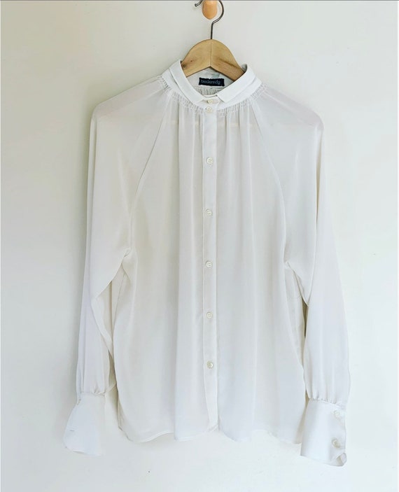 Vintage shear blouse - size 8 - off white