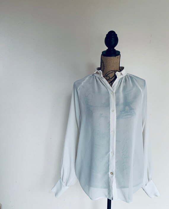 Vintage shear blouse - size 8 - off white