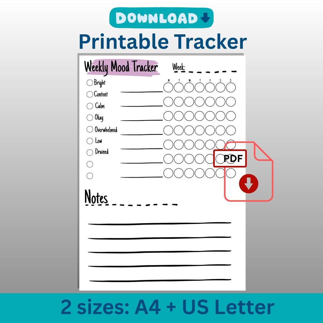 Weekly Mood Tracker Printable – ADHD Friendly, Gentle Mental Health PDF ...
