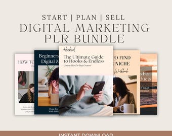 Digital Marketing PLR Bundle | Content Planner, AI Prompts, Canva Templates (Digital Download)