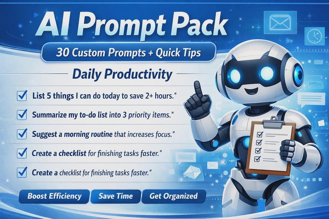 AI Prompt Pack – 30 Custom Prompts + Quick Tips - Etsy