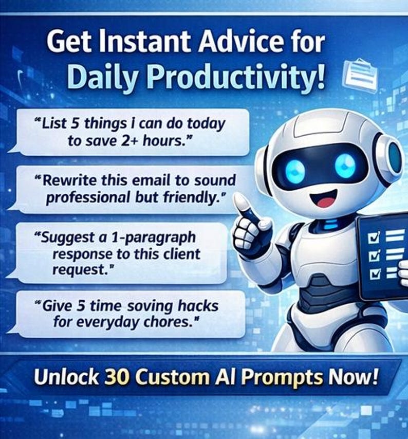 AI Prompt Pack – 30 Custom Prompts + Quick Tips - Etsy