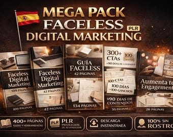 Faceless Digital Marketing Mega Pack PLR en Español (Digital Download)