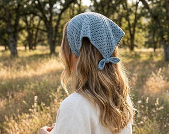 Crochet Bandanna PDF Pattern US Terms| Mesh Hair Scarf | Boho Headscarf | Summer Hip Wrap | Summer Crochet Tee | Digital Crochet Pattern.