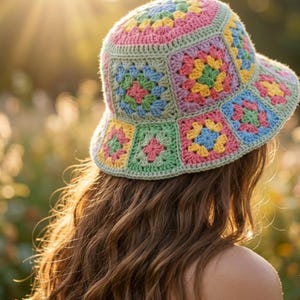 Patrón de gorro de ganchillo para verano en PDF / Gorro de ganchillo ALICE estilo abuela / Patrón de gorro de ganchillo para adultos / Gorro de verano / Descarga digital