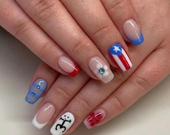 Puerto Rico Press On Nails: Handmade