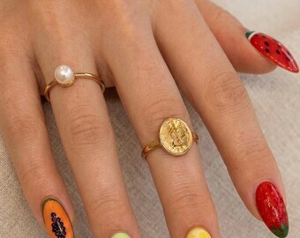 Fruit Press-On Nails: Medium Almond, Handmade