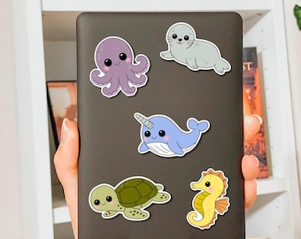 sea critters sticker pack // ocean life creatures sticker set