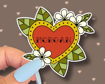 custom name sticker || tattoo style heart sticker