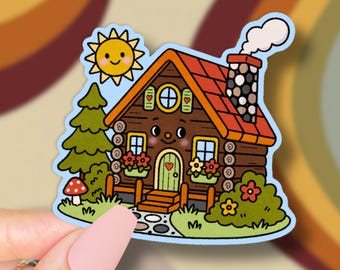 log cabin sticker || cute cottage sticker