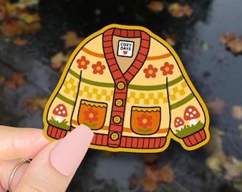 cozy fall sweater sticker || autumn art sticker